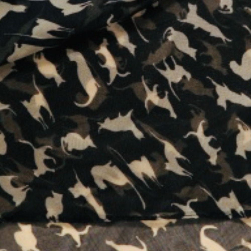 Scarf with Cat Design in Black and Beige EUC